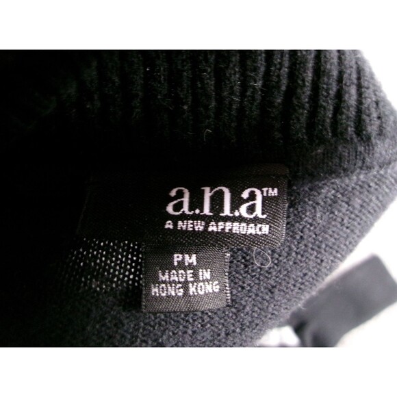 ANA Sweater Women M Petite Black Gray Striped Turtleneck Cashmere Blend Pullover - Picture 6 of 9